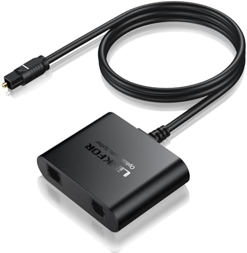 LiNKFOR 1X2 Toslink Optical Digital Audio Splitter Digital Toslink Fiber Optical Splitter 1 Male Input 2 Female Output for Home Theatre, Xbox, PS5/PS4,Wireless Headphones and Soundbars