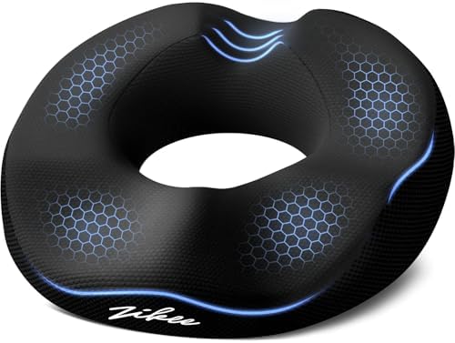 ZIKEE 360° Pain Relief Donut Pillow for Tailbone Pain, Hemorrhoid Pillow for Sitting, Memory Foam Donut Seat Cushion with Ergonomic W-Shaped Designs for Thighs Relief, Postpartum & Post Surgery Care