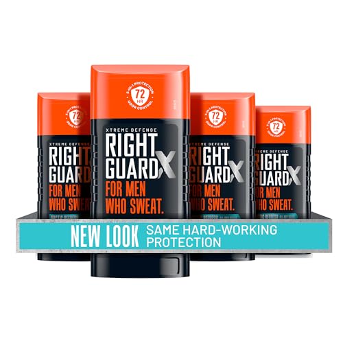 Right Guard Xtreme Defense Invisible Solid Antiperspirant & Deodorant, Arctic Refresh Scent | 5-in-1 Protection for Men | 72-Hour Odor Control, 2.6 oz. (4 count)