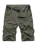 Jessie Kidden Mens Outdoor Casual Expandable Waist Lightweight Water Resistant Quick Dry Fishing Hiking Shorts #6222-Army green,30