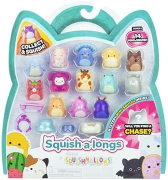 Squish-a-longs 14 Pack - Series 2, Wave 2 - (14) 1” Mini-Squish with (4) Accessories, (1) Ring Attachment, and (1) Collector’s Guide - Collect, Trade, & Play