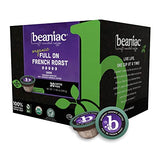 BEANIAC Organic Full On French Roast, Dark Roast, Single Serve Compostable K Cup Coffee Pods, Organic Arabica Coffee, Keurig Brewer Compatible, 30 Count