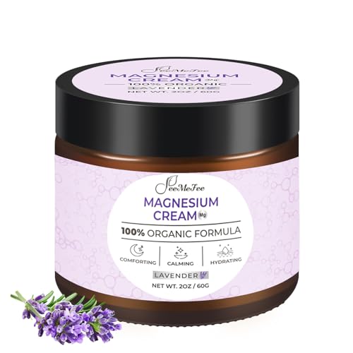 Magnesium Lotion for Sleep, Natural Magnesium Cream, Magnesium Butter with Coconut Oil, Shea Butter, Vitamin E, Lavender, 2 oz
