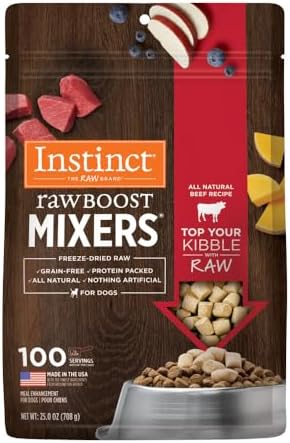 Instinct Raw Boost Mixers, Freeze Dried Dog Food Topper, Grain Free Recipe - All Natural Beef, 25 oz. Bag