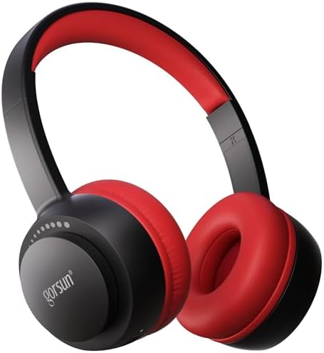 gorsun Kids Headphones, Bluetooth Headphones 5.3, Toddler Headphones 85 dBA Safe Volume, 45H Play Time, with Microphone, Kids Wireless Headphones for iPad/Tablet/Travel/School, ldeal Gift(Black/Red)