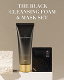 Sooryehan THE BLACK Amino Cleansing Foam (150 ml/5.07 fl oz) & BLACK GINSENG Firming Mask (33 ml/1.11 fl oz*5 ea) by LG Beauty - Face Wash and Face Sheet Mask - Age Defying,
