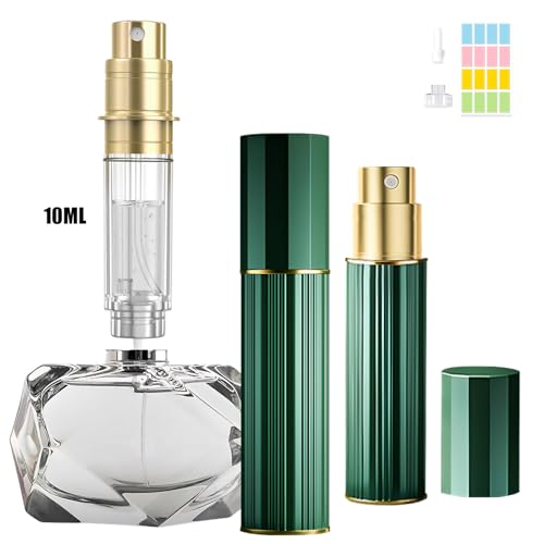 1PCS 10ml Travel Perfume Atomizer Refillable, Bottom-Filling, Portable Fragrances Cologne Spray Bottle Empty, 0.34oz Travel Sprayer Perfume for Women, Men, Gift (Green)