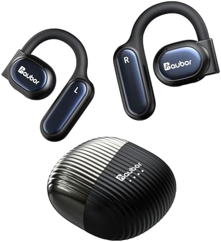 AUBOR Open Ear Headphones, True Wireless Bluetooth Earbuds with ENC Clear Call, Bluetooth 5.3, IPX6 Water-Resistant, Ergonomic Ear Hooks, 45H Playtime, Compatible with iPhone & Android