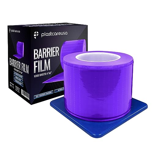 Purple Barrier Film Roll 4"x6" - 6.5nm Thickness Medical Grade Surface Protective Dental Barrier Film for Dental, Medical, Tattoo - Easy Peel, Non-Stick Tape (1 Box of 1200 Sheets) by PlastCare USA