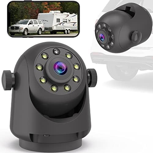 WiFi Magnetic Wireless Backup Camera, Back Up Rear View Reverse Cameras Night Vision Rechargeable Battery, No Wiring No Drilling, Easy Installation for Trailer Car Small RV, for iPhone Android