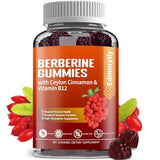 Berberine Gummies 1600mg with Ceylon Cinnamon Sugar Free High Potency Berberine HCI Supplement with Magnesium Glycinate and Turmeric Extract for Immune System & Metabolism Support (60 Count Pack of 1)