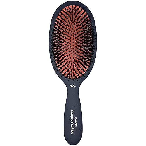 Spornette Boar Bristle Hair Brush for Women & Men - Large Luxury Cushion Oval Vented Hair Brush for Styling & Smoothing - Nylon & Boar Bristles Help to Reduce Breakage - For All Hair Types