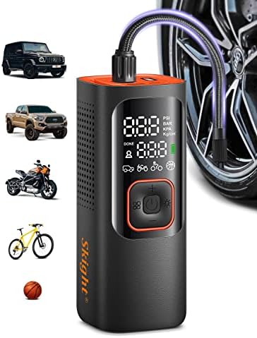 Tire Inflator Portable Air Compressor - Powerful 150PSI & 2X Faster, Accurate Pressure LCD Display, Cordless Easy Operation - Portable Air Pump for Car, Motorcycle, E-Bike, Ball