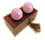 RCSTONE 1.4" Rose Quartz Baoding Balls Small Pink Crystal Healing Stress Balls, Hand Balls for Hand Therapy, Stress Relief and Fingers and Wrist Exercise Balls with Carry Pouch (Box-Packed) M27
