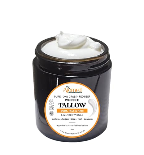 Whipped Grass-Fed Beef Tallow cream, LAVENDER VANILLA tallow balm, Eczema, dry skin body butter, whipped tallow Face and Body moisturizer, grass-fed Cows balm Eczema 4fl.oz (Sandalwood Vanilla)