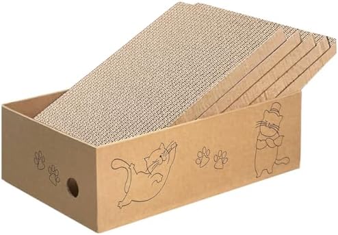 AGYM Cat Scratcher Cardboard Box for Indoor Cats 5 Packs in 1, Cat Scratching Pad Cardboard Box for Indoor Cats and Kitten, Large Size Cat Scratch Pad Board Easy for Cats to Scratch