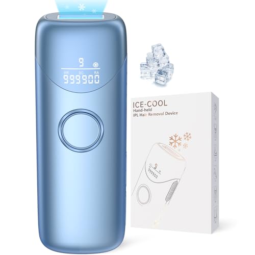 Laser Hair Removal with 5℃ Ice Cooling, Painless IPL Laser Hair Removal Device 3 in 1 Ubroo at Home Hair Remover Machine for Women Men Electrolysis Permanent Epilator on Face Body Depilation (Blue)