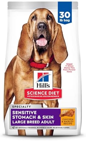Hill's Science Diet Sensitive Stomach & Skin, Adult 1-5, Large Breed Stomach & Skin Sensitivity Support, Dry Dog Food, Chicken Recipe, 30 lb Bag
