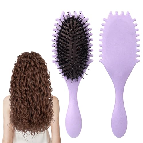 Curly Defining Brush, Curly Hair Styling Brushes Detangler Soft Bristle Hair Brush 1-Pack (Purple)