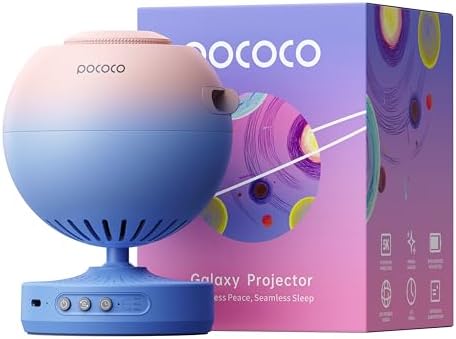 POCOCO Galaxy Star Projector for Bedroom with Replaceable Optical Film Discs, Home Planetarium Night Light Projector with High-Definition Soft Light for Relax, Study, and Meditate, Stress Relief Gifts