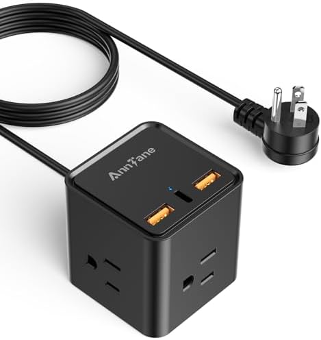 30W USB C Power Strip with 3 Outlets, 5FT Extension Cord Fast Charging Desk USB Charging Station, 1250W 10A Surge Protector for Home or Travel