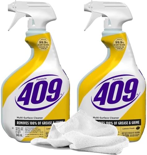 Towel + 2 Lemon Multi Surface 409 Cleaners, 32oz | All-Purpose Cleaning Sprays, 32oz Towel |Cleaner for Countertops, Showers & Bath, Janitorial, & Commercial (64oz Total)