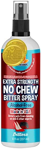 Bodhi Dog New Bitter 2 in 1 No Chew & Hot Spot Spray | Natural Anti-Chew Remedy Better Than Bitter Apple | Safe on Skin, Wounds and Most Surfaces | Made in USA (Alcohol Free, 8 Fl Oz)