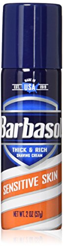 Barbasol Sensitive Skin Thick and Rich Shaving Cream for Men, Travel Size, TSA Approved, 2 oz. (Pack of 24)