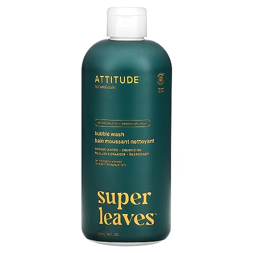 ATTITUDE Bubble Bath, EWG Verified, Plant and Mineral-Based, Dermatologically Tested, Vegan Body Care Products, Orange Leaves, 16 Fl Oz