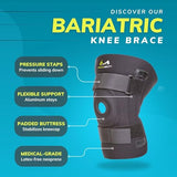 BraceAbility Bariatric Knee Brace for Large Legs - Plus Size Knee Brace with Side Stabilizers for Big Men or Women, Arthritis, Patellar Tendonitis, Obese Chondromalacia Pain, Instability (2XL)