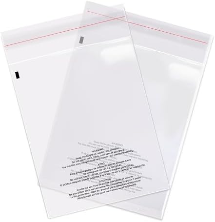 Spartan Industrial - 6” X 9” (1000 Count) Self Seal Clear Poly Bags with Suffocation Warning for Packaging, Shipping & - Resealable Glue