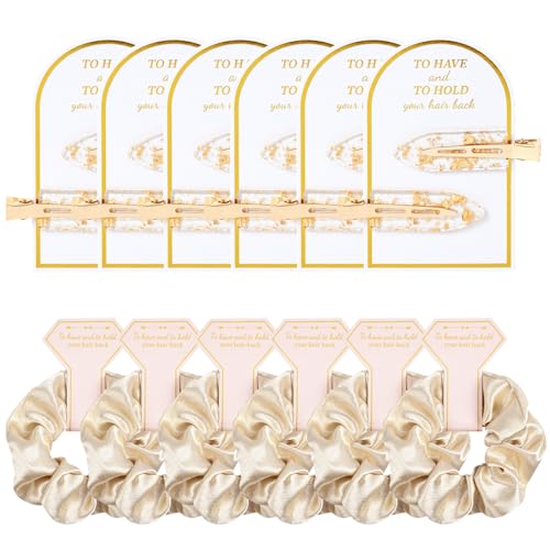 12 PCS Soft Silk Satin Hair Accessories - Scrunchies, Hair Clips for Bridal Shower Gifts, Wedding Favors for Women and Girls