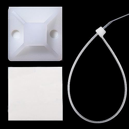 Cable Tie Mounts, Adhesive-Backed, 1 Inch, for Cable Management, Cable Tie Anchors, 100 Pack, White