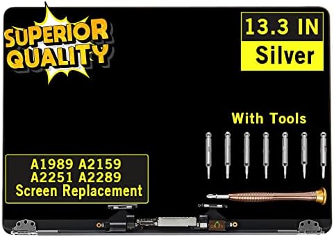 Screen Replacement for MacBook Pro A2289 A2159 A1989 A2251 Retina EMC 3214 3358 3301 3456 3348 LCD Display Complete Top Assembly 13.3" (Silver)