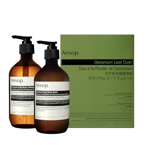 Aesop Geranium Leaf Duet | Body Cleanser + Body Balm | Aromatic Pairing For Cleansed and Supple Skin | 16.9 oz + 16.5 oz