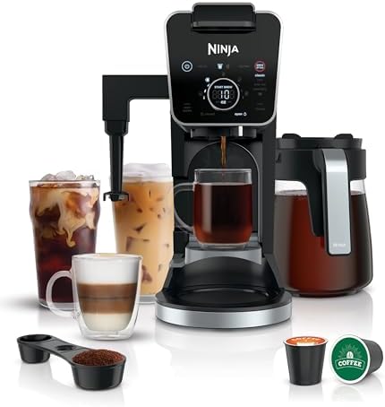 Ninja CFP300 DualBrew Pro Specialty 12-Cup Coffee Maker with Glass Carafe, Single-Serve, Grounds, compatible with K-Cup pods, with 4 Brew Styles, Iced Coffee Maker, Built-In Frother, Black (Renewed)
