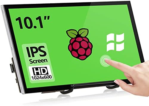 Raspberry Pi Screen, 10.1 Inch Touchscreen Monitor 1024x600 Small HDMI Monitor w/Stand, IPS LCD Screen Display for Raspberry Pi 400/4/3/2/Zero/B/B+ Jetson Nano Win11/10/8/7