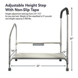 Step2Bed Bed Rails For Elderly with Adjustable Height Bed Step Stool & LED Light for Fall Prevention - Portable Medical Step Stool comes with Handicap Grab Bars making it easy to get in and out of bed