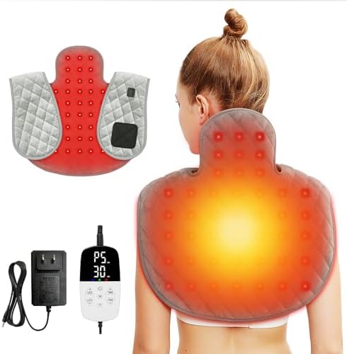 Red Light Therapy for Body, Shoulder Heating Pad, 660nm&850nm Wearable Near Infrared Red Light Heated Therapy Belt for Neck,Shoulder,Back,Body, Adjustable Temperature LED Remote Control