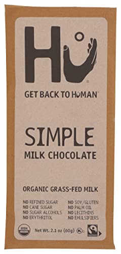 Hu Simple Milk Chocolate Bar, Organic Grass-Fed Milk, Fair Trade, Kosher, USDA Certified Organic, Gluten Free, 2.1 Ounce (Pack of 6)