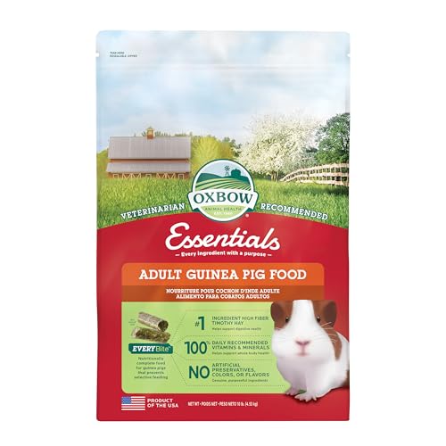 Oxbow Essentials Adult Guinea Pig Food - All Natural Adult Guinea Pig Pellets - No Seeds, Fruits, or Artificial Ingredients- Made in the USA -Veterinarian Recommended- 10 lb.(Packaging May vary)