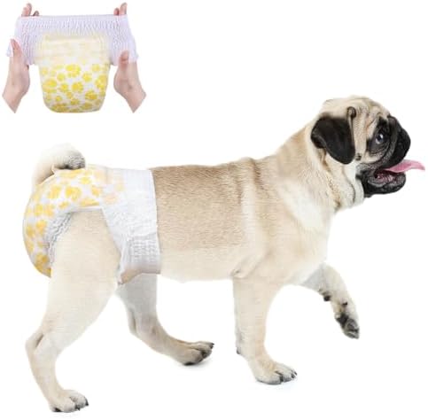 Dono Dog Diapers Female, Disposable Full Wrap with Stretchy Waist, 360° Leak-Proof, Absorbent, Heat Period Doggie Diapers for Small and Large Dogs for Heat, 14 PCS