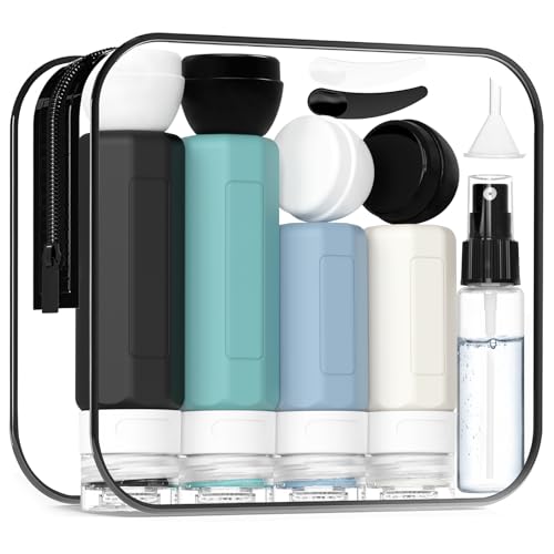 17 Pack Travel Bottles for Toiletries, TSA Approved Travel Size Toiletries Bottles, Leak Proof Travel Size Containers, Travel Essentials for Body Wash, Shampoo, Lotion & Conditioner Blue