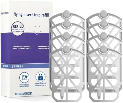 8 Pack Refill Cartridges Kit Compatible with ZEVO M364 and Max Plug-in Light, Flying Insect Trap Refill, Replacement 100% Fit, Gray