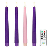 Fanna 9.6" Advent Flameless Taper Candles with Timer, Battery Operated Led Candlesticks for Christmas with Remote - Batteries Included - Set of 4