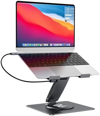 Laptop Docking Station for MacBook Pro/Air/Dell/HP/Surface HC 11-in-1 USB C Hub 360°Rotatable Laptop Stand with USB Hub 4K HDMI USB 3.0 PD100W 3.5mm Audio Jack RJ 45 TF/SD Reader Universal Laptop Dock
