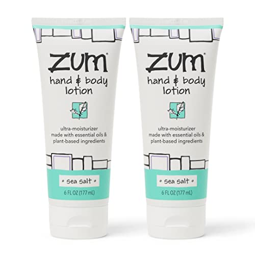 Zum Indigo Wild Hand & Body Lotion - Natural Hand Lotion for Dry Hands - Body Lotion for Women & Men - Body Moisturizers Include Shea Butter, Jojoba Oil & More - Sea Salt Scent - 6 fl oz (2 Pack)