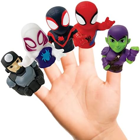 Spidey & His Amazing Friends 5 Piece Finger Puppet Set - Party Favors, Educational, Bath Toys, Floating Pool Toys, Beach Toys, Finger Toys, Playtime