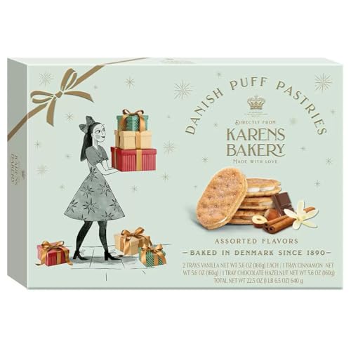 ESSENTIAL PRODUCTS  Karens Bakery Danish Puff Pastries Cookies, layers of With Vanilla crème filling 16.9 oz | 96 Layers Pastry