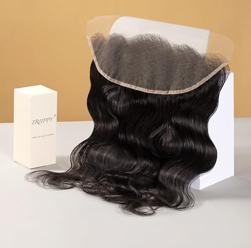 TRIIPPY Real 13x4 Body Wave hd lace frontal ultra-thin with RAW human hair hd lace pre plucked with baby hair 0.14mm hd lace with invisible knots,Body Wave raw human hair 16 inches